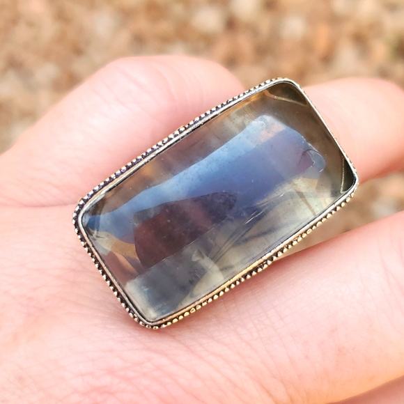 New Oversized Fluorite 925 Silver Ring. - Picture 8 of 12